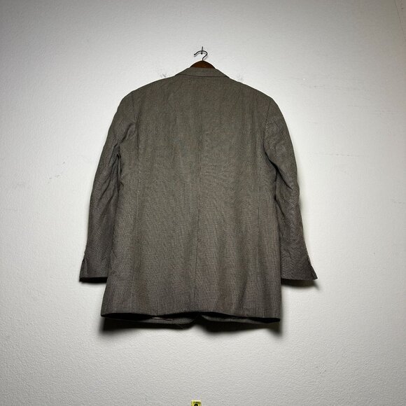 Joseph Abboud Silk Wool Houndstooth Blazer Sport Coat Jacket Men 42L Tan Brown - Picture 2 of 16